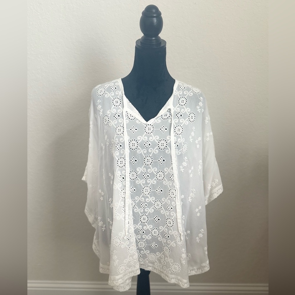 Johnny Was White Lace Swim Coverup